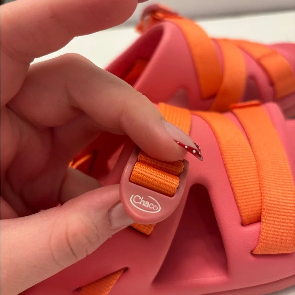 Kids Coral Pink and Orange Adjustable Sandals